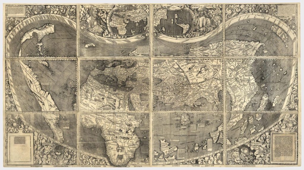 Carte du monde Universalis Cosmographia, 1507; per German Cartographer Martin Waldseemüller
