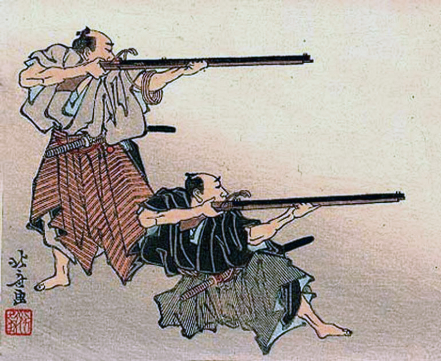 Samurais disparant amb arcabussos